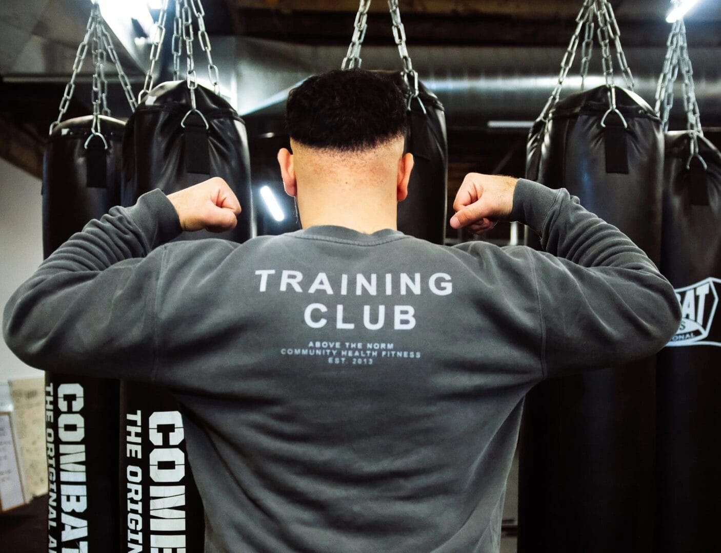 man training at the gym